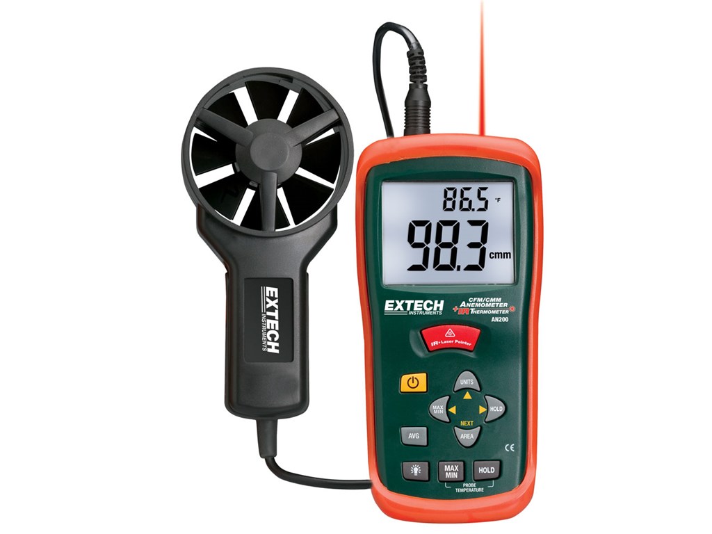 Extech AN200 CFM/CMM Thermo-Anemometer with IR Thermometer
