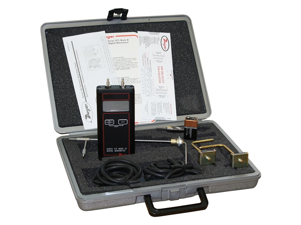 Dwyer 4752FMAV Air Velocity Kit with Digital Manometer and 6" SS