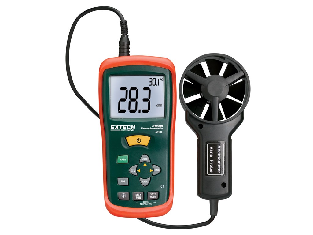 Extech AN100 Thermo Anemometer CFM CMM TEquipment NET   ExtechAN100 