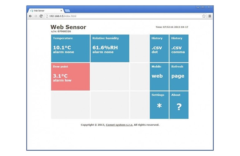 Comet T3510 Remote Thermometer Hygrometer with Ethernet Interface ...