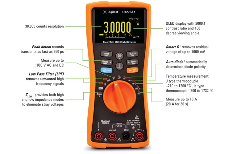 Agilent U1272A Handheld Digital Multimeter 4.5 digit Water and Dust