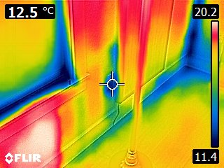 Flir C2 compact thermal imaging camera shows you an Air Leak Around Outlet spot