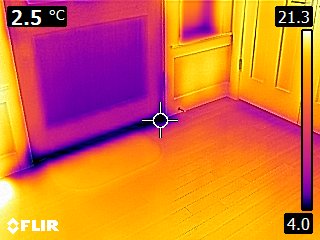 The Flir C2 thermal camera can detect Cold Air Leaks