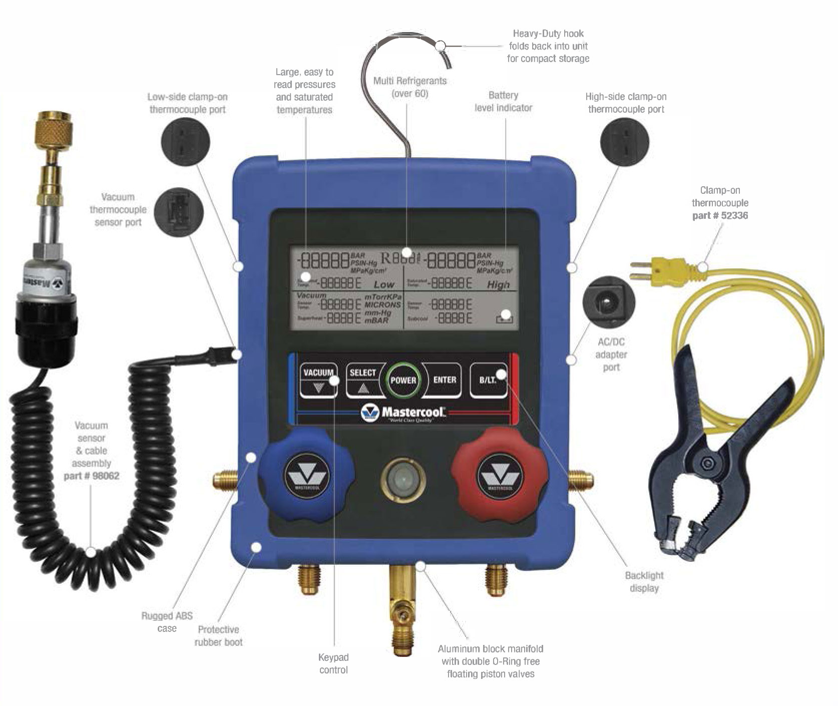 Mastercool 99661A HVAC 2Way Digital Manifold